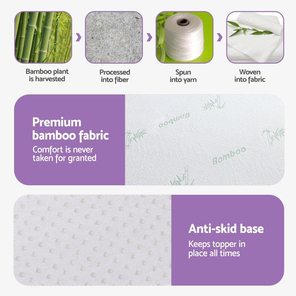 Giselle Bedding 8cm Lavender Memory Foam Mattress Topper | Bamboo Cover | 7-Zone | Double