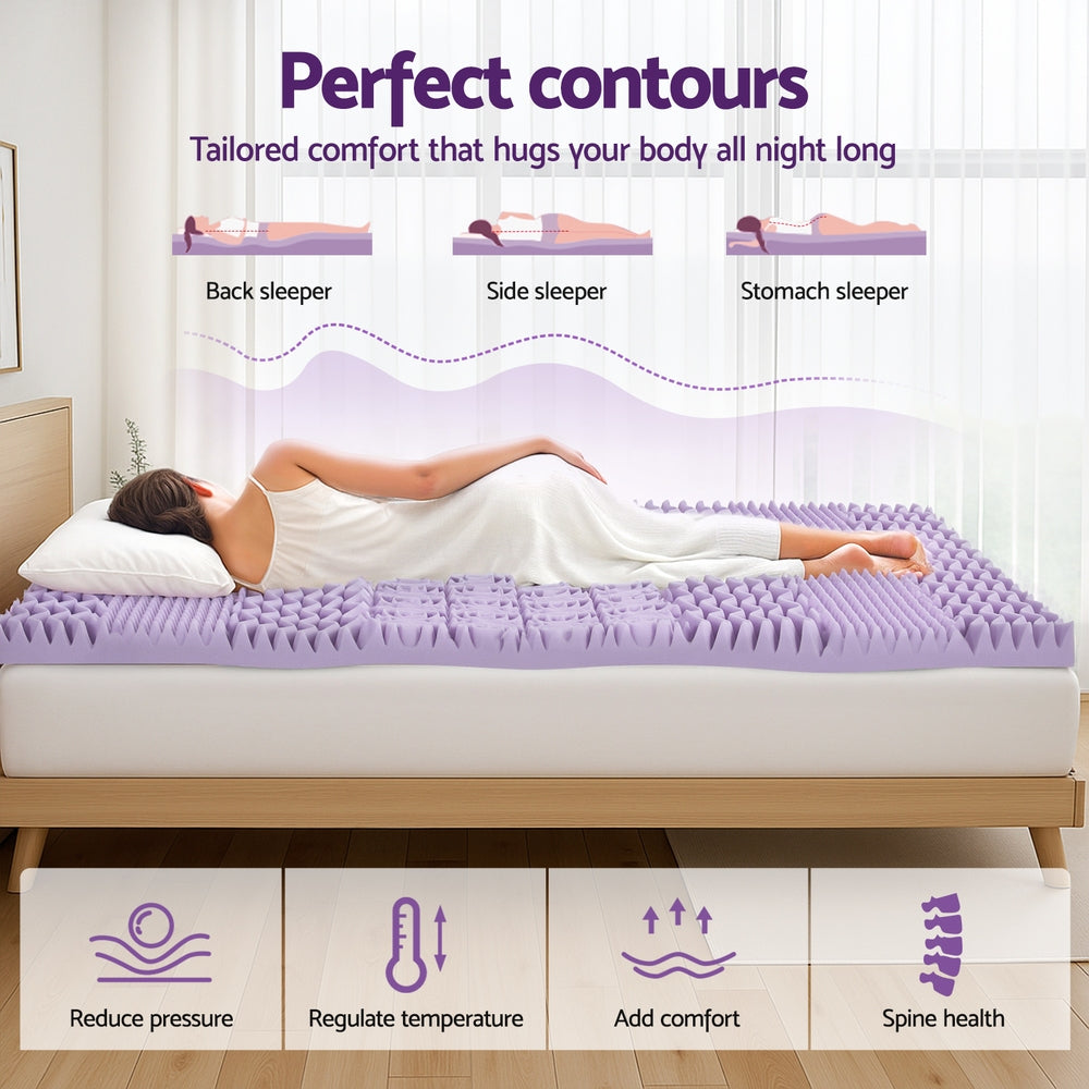 Giselle Bedding 8cm Lavender Memory Foam Mattress Topper | Bamboo Cover | 7-Zone | King