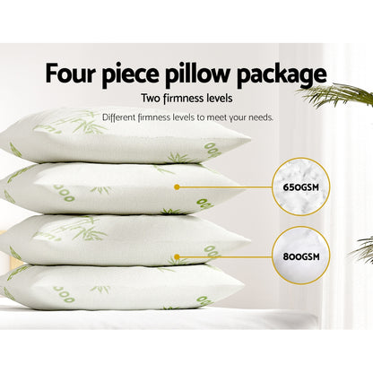 Giselle Bedding Bamboo Pillow | 4 Pack | Family Hotel Pack