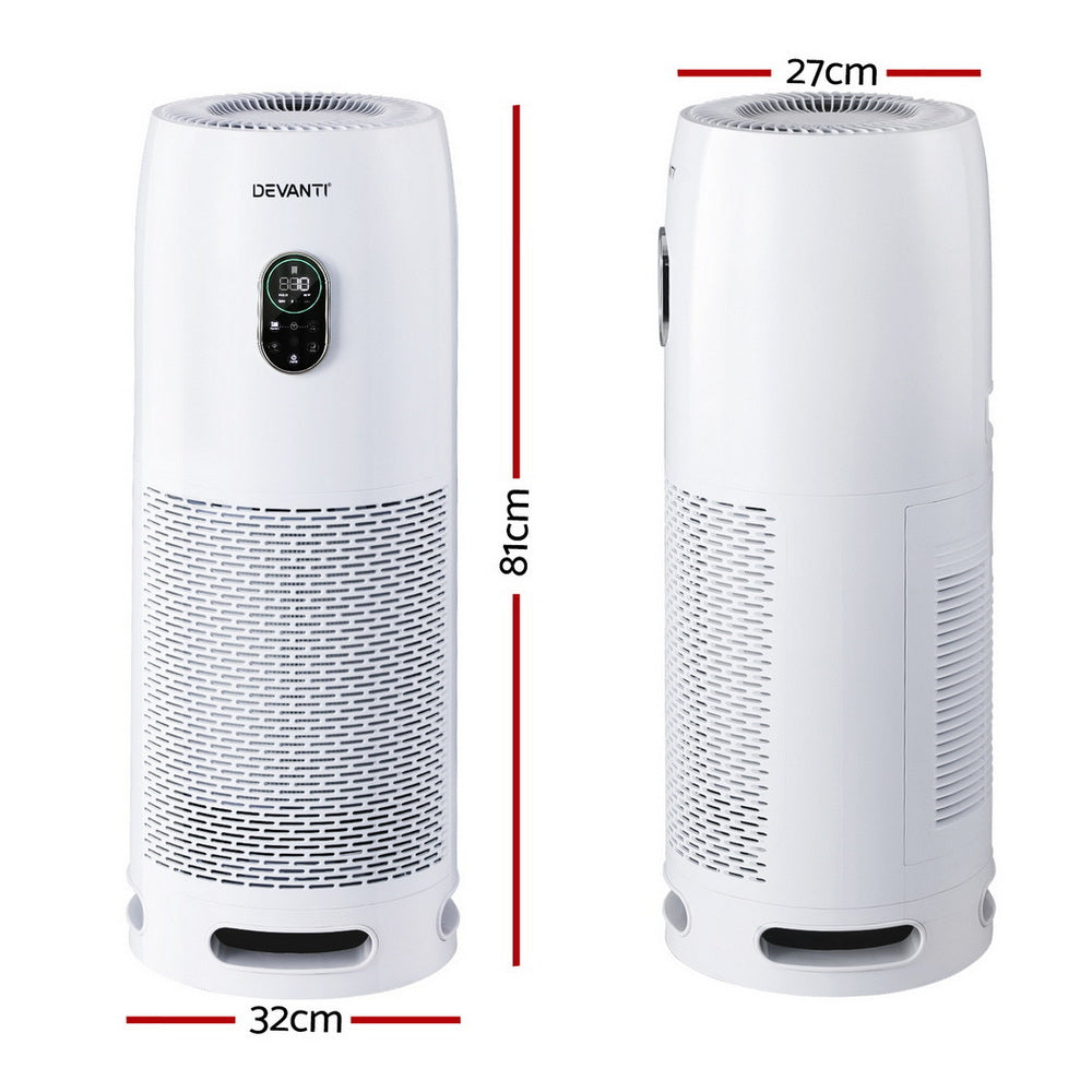 Air purifier showing ioniser function alongside HEPA filtration