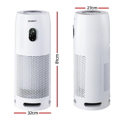 Air purifier showing ioniser function alongside HEPA filtration