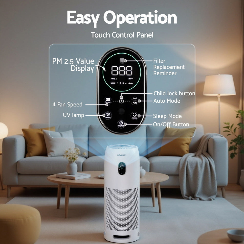 Air purifier ioniser feature for indoor air treatment