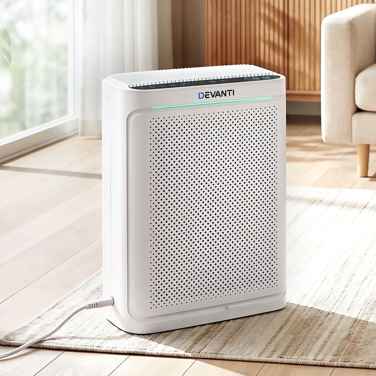 Devanti Air Purifier HEPA Air Cleaner Digital Display Bedroom White