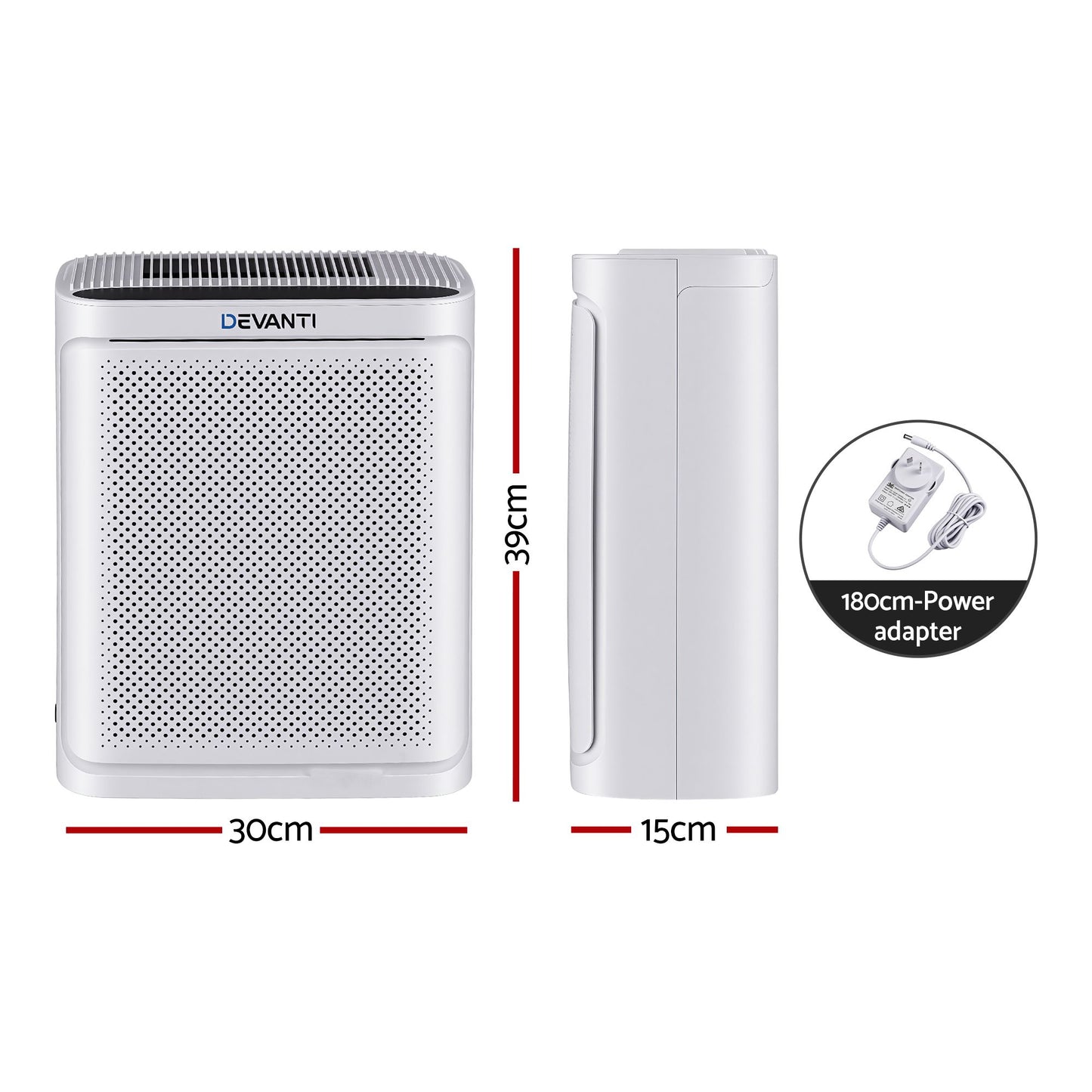 Devanti Air Purifier HEPA Air Cleaner Digital Display Bedroom White