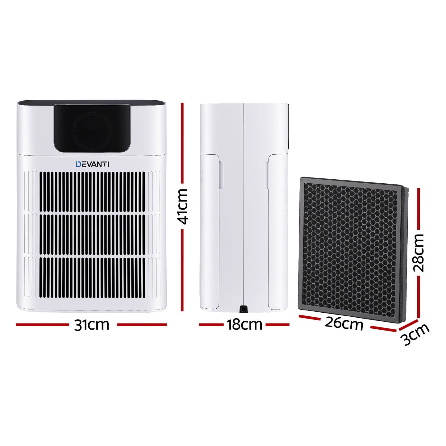 Devanti Pet Air Purifier H12 HEPA Filter Cleaner Replacement Filter White