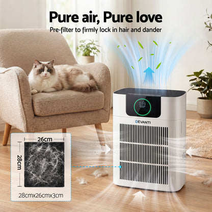 Devanti Pet Air Purifier H12 HEPA Filter Cleaner Replacement Filter White
