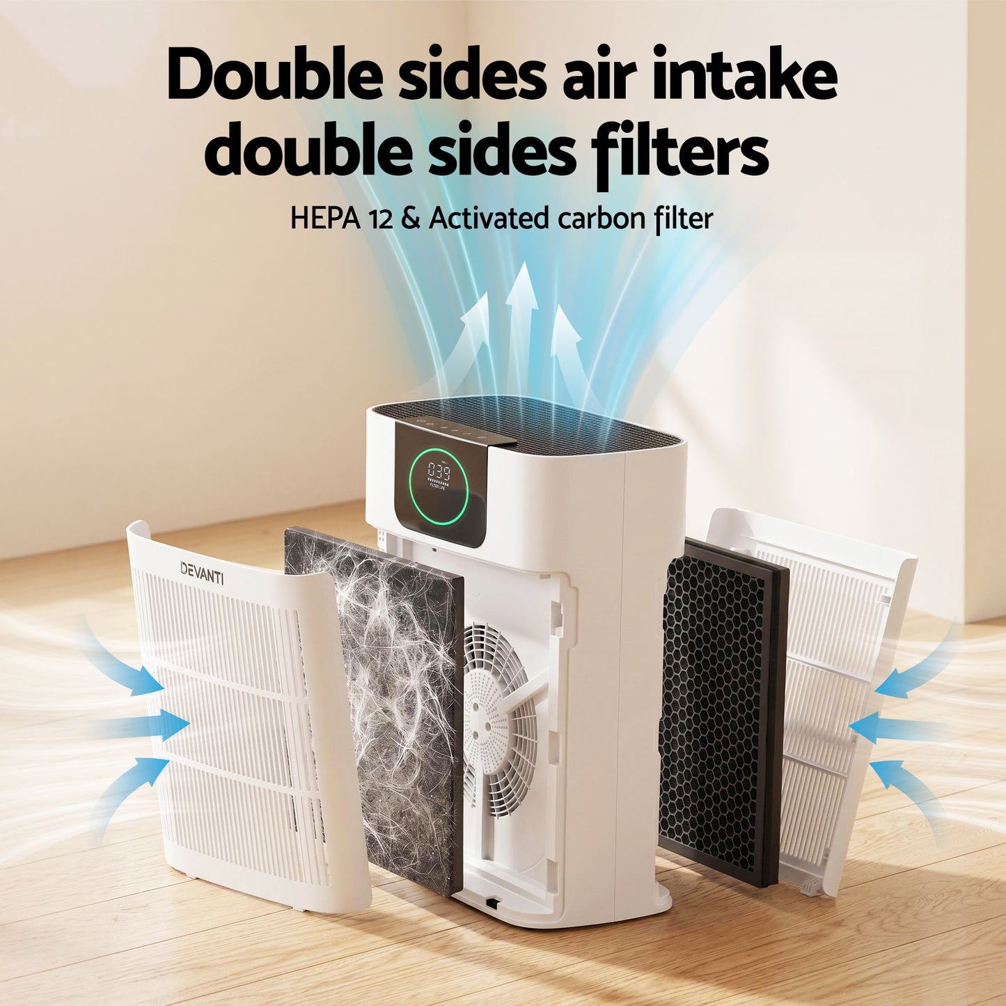 Devanti Pet Air Purifier H12 HEPA Filter Cleaner Replacement Filter White
