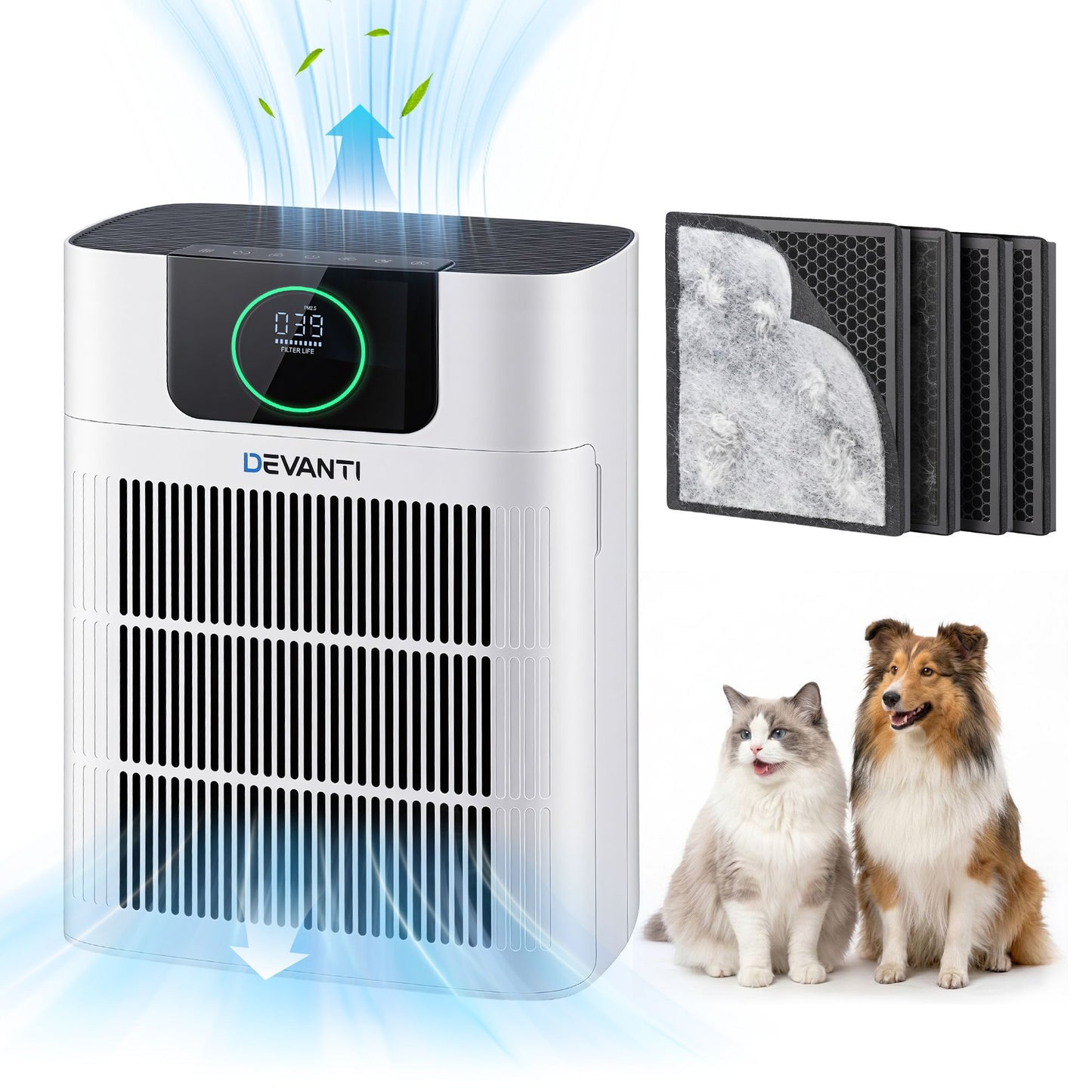 Devanti Pet Air Purifier H12 HEPA Filter Cleaner Replacement Filter White