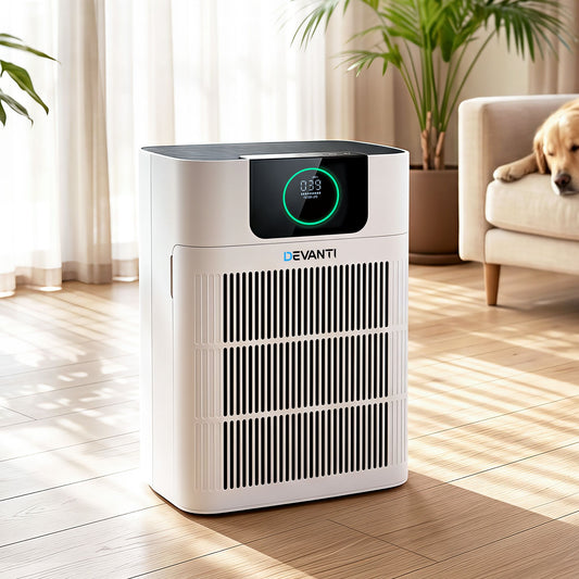 Devnati Pet Air Purifier 3 Stage HEPA Filter Cleaner PM25 Display Cat Dog Hair White