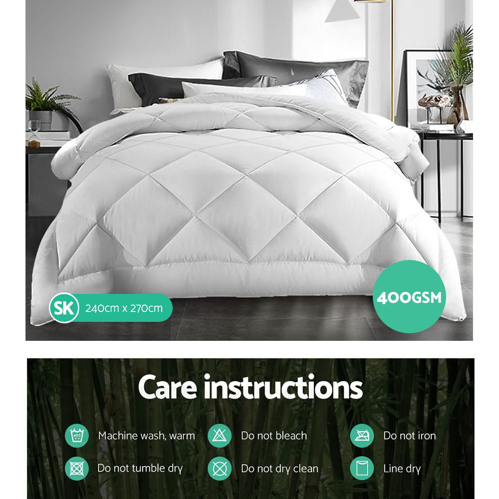 Super King Size Hypoallergenic Bamboo Microfibre Quilt 400GSM I Dust MIte Allergy Solutions Australia  - Anti-bacterial quilt, dust mite and mould-resistant duvet