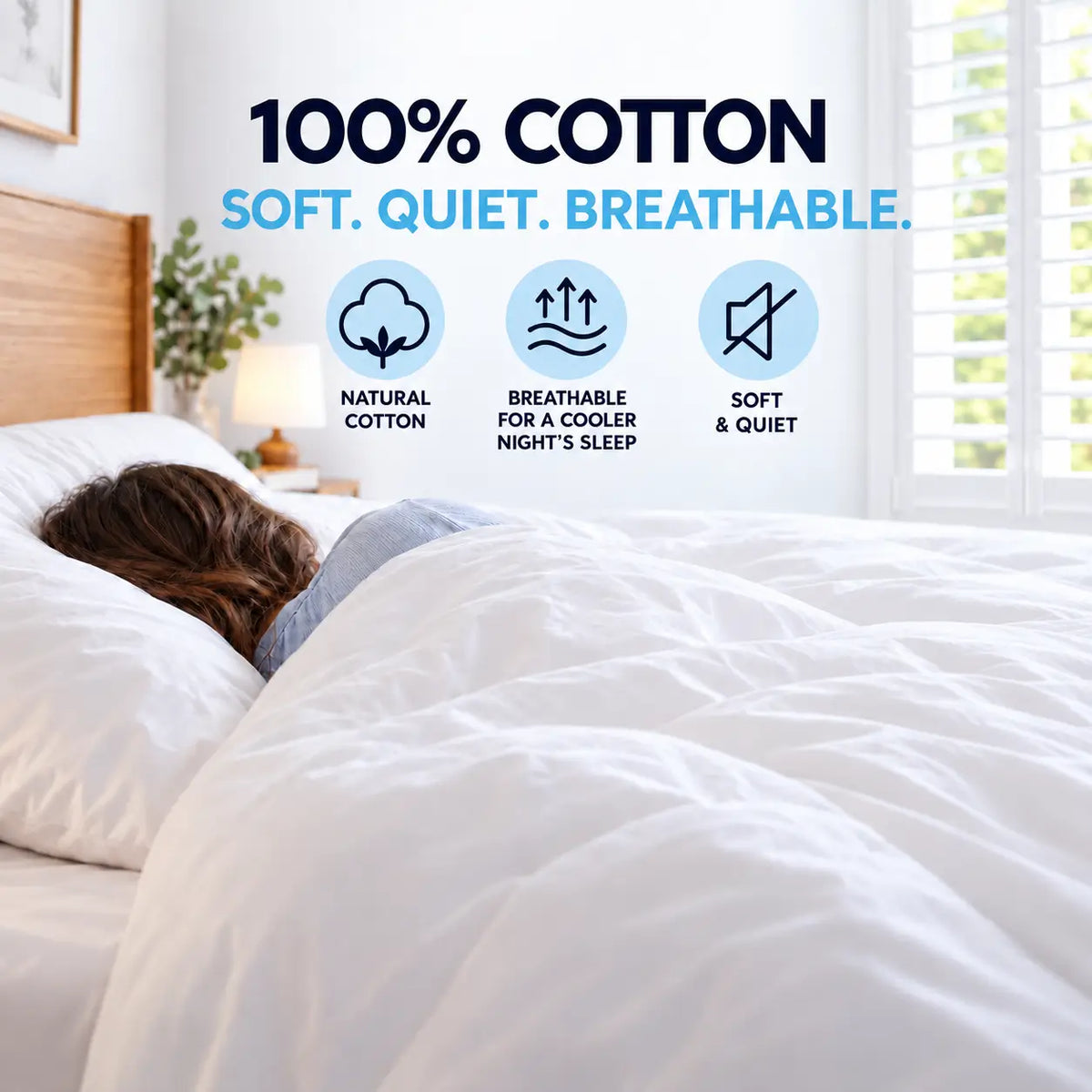 100% cotton dust mite mattress protector -100% COTTON' and 'SOFT. QUIET BREATHABLE - Dust mite allergy solutions