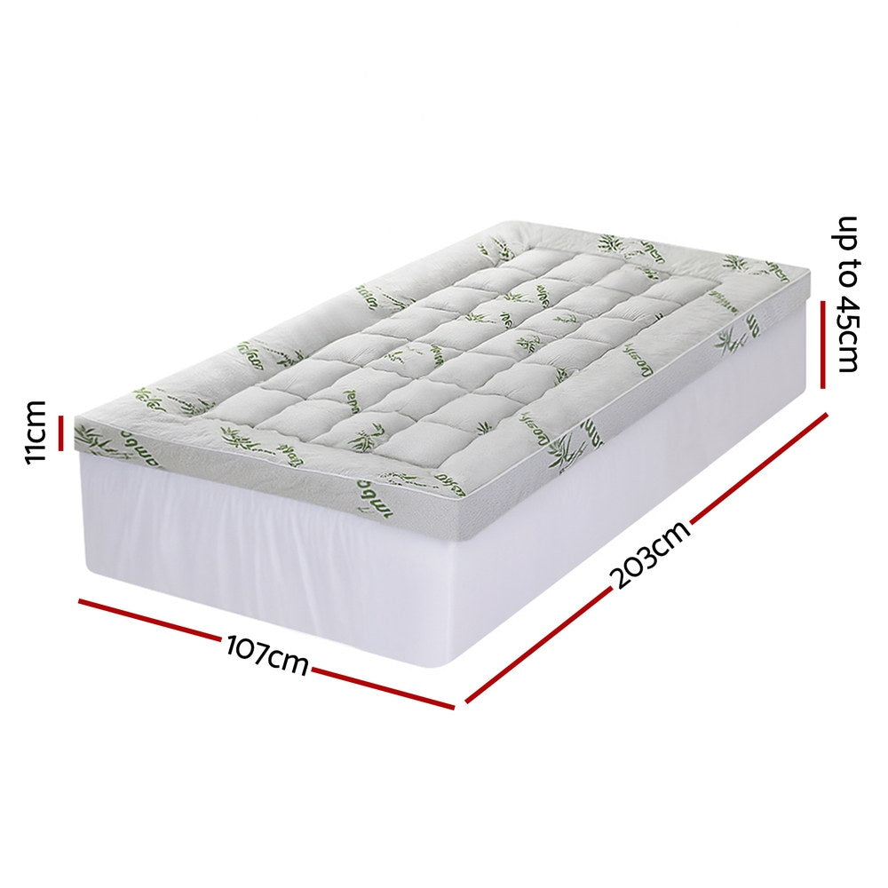 Giselle Bedding 1500GSM Pillowtop Mattress Topper | Bamboo Cover | 11cm | King Single