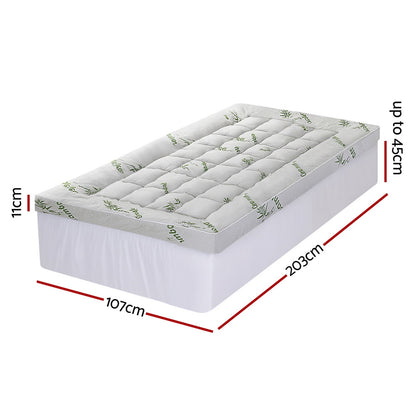Giselle Bedding 1500GSM Pillowtop Mattress Topper | Bamboo Cover | 11cm | King Single