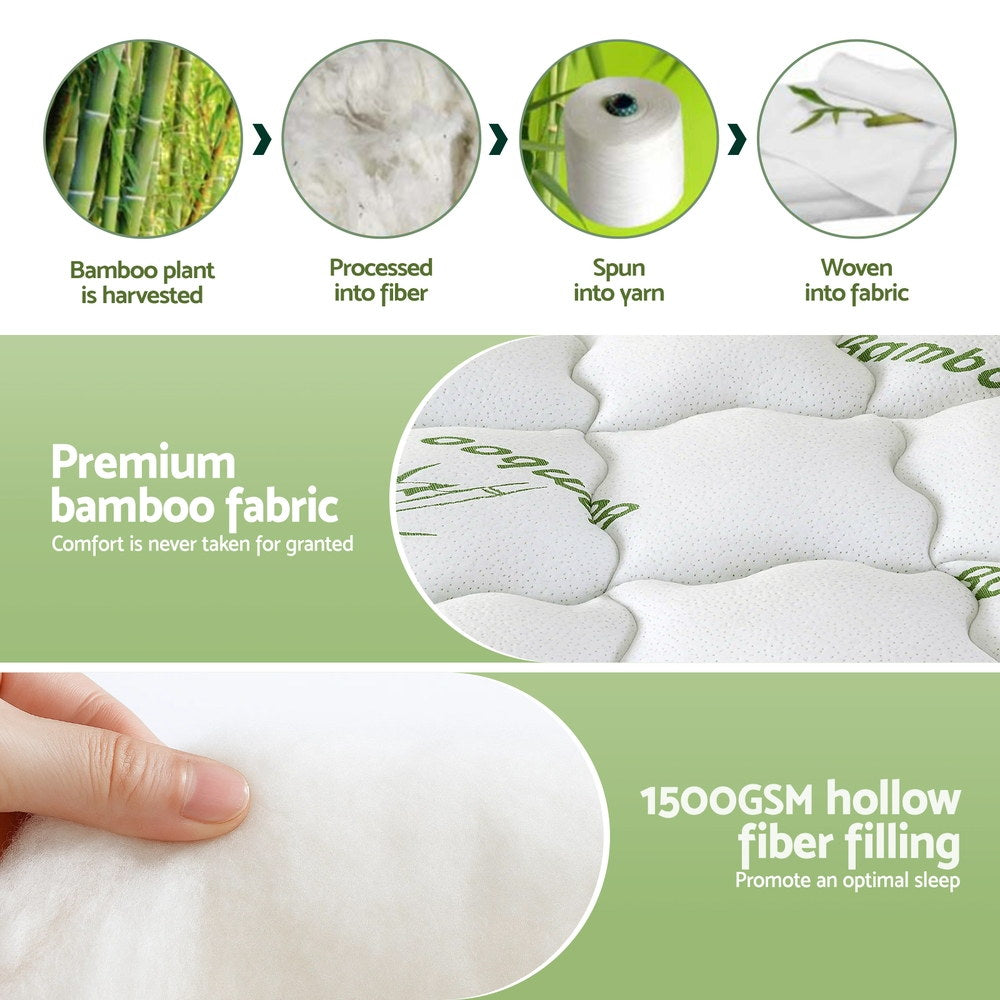 Giselle Bedding 1500GSM Pillowtop Mattress Topper | Bamboo Cover | 11cm | King Single