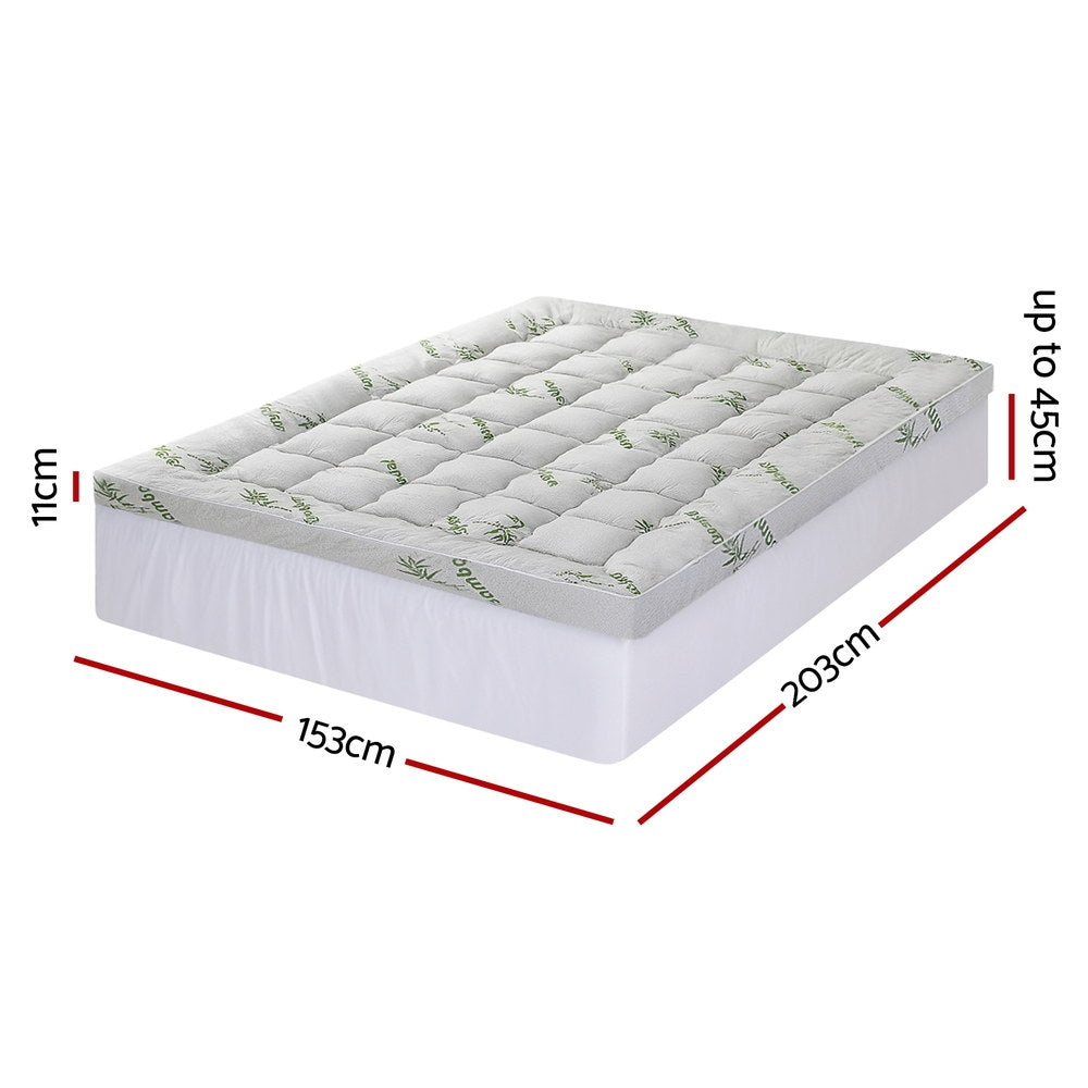 Giselle Bedding 1500GSM Pillowtop Mattress Topper | Bamboo Cover | 11cm | Queen