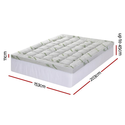 Giselle Bedding 1500GSM Pillowtop Mattress Topper | Bamboo Cover | 11cm | Queen