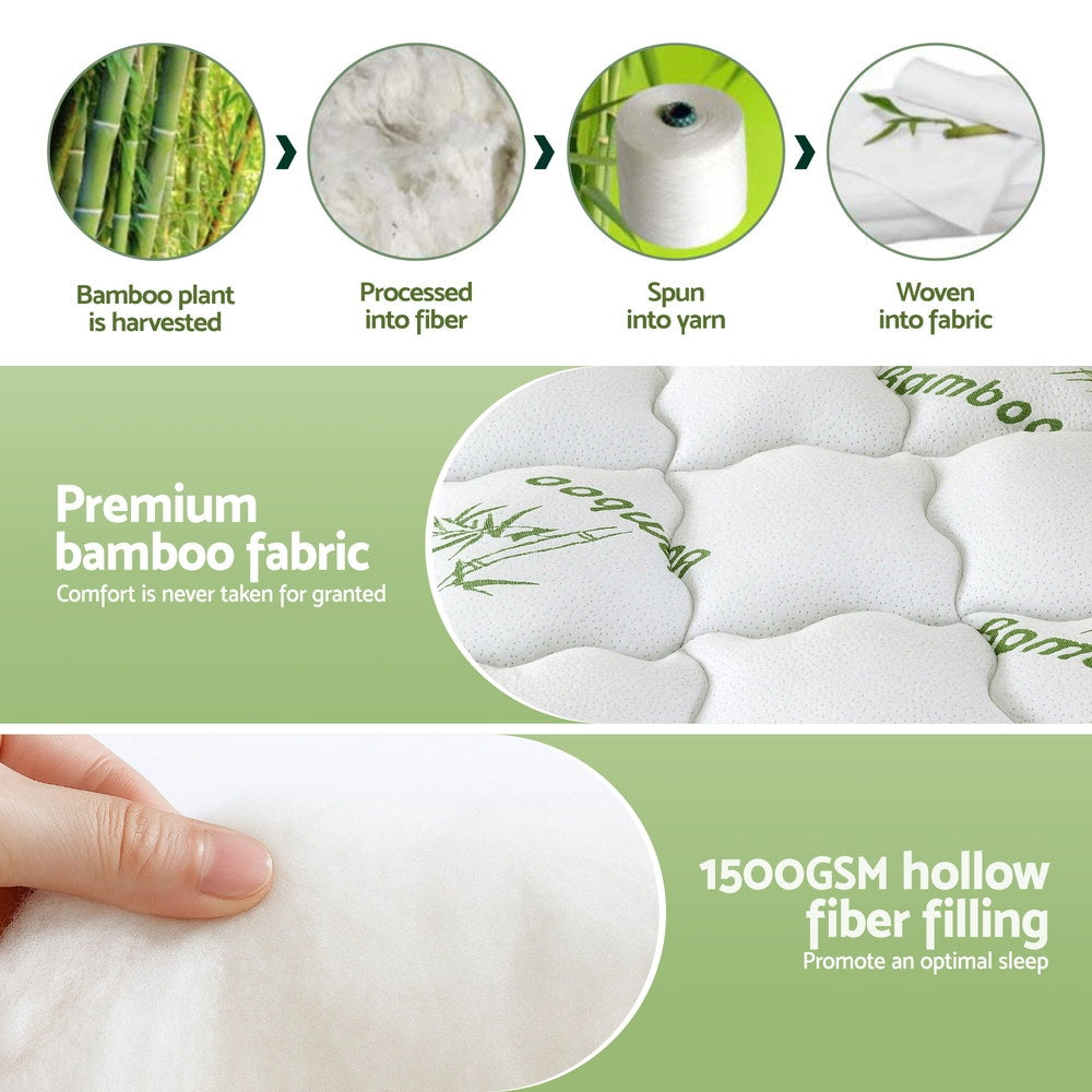 Giselle Bedding 1500GSM Pillowtop Mattress Topper | Bamboo Cover | 11cm | Queen