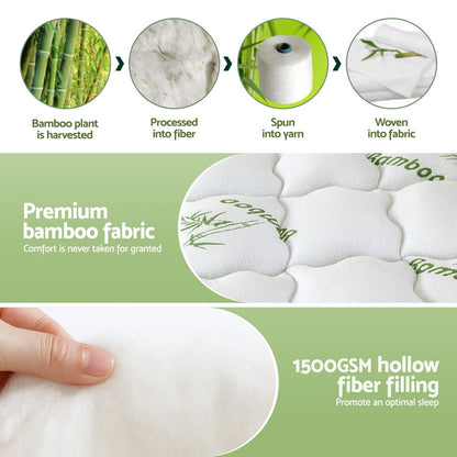 Giselle Bedding 1500GSM Pillowtop Mattress Topper | Bamboo Cover | 11cm | Queen