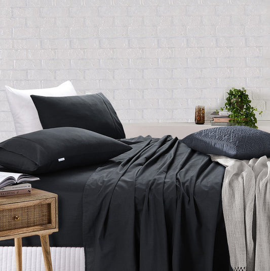 100% Egyptian Cotton Vintage Washed 500TC I King Single I Charcoal - Dust Mite Allergy Solutions