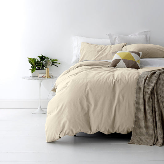 European Vintage Washed Cotton Stone Quilt Cover Set I Super King