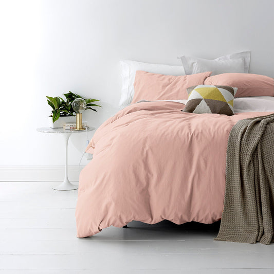 European Vintage Washed Cotton Blush Quilt Cover Set I King