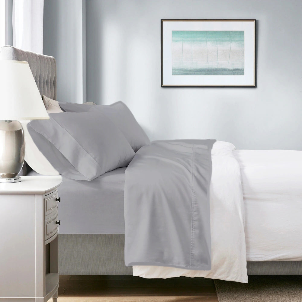 Hypoallergenic 700TC Tencel Cotton Deep Sheet Set I Dove I Queen