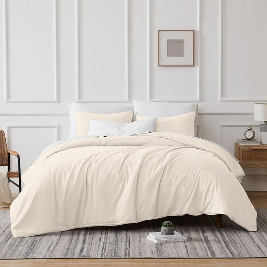 700 TC Tencel Lyocell & Cotton Quilt Cover Set | Ivory | Queen