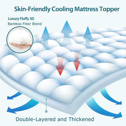 1000GSM Bamboo Viscose Pillowtop Mattress Topper | Double | Beige