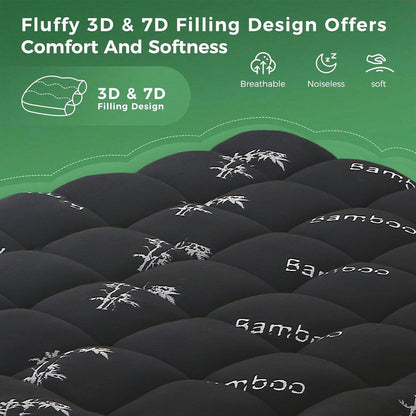 800GSM Bamboo Viscose Pillowtop Mattress Topper | Double | Charcoal