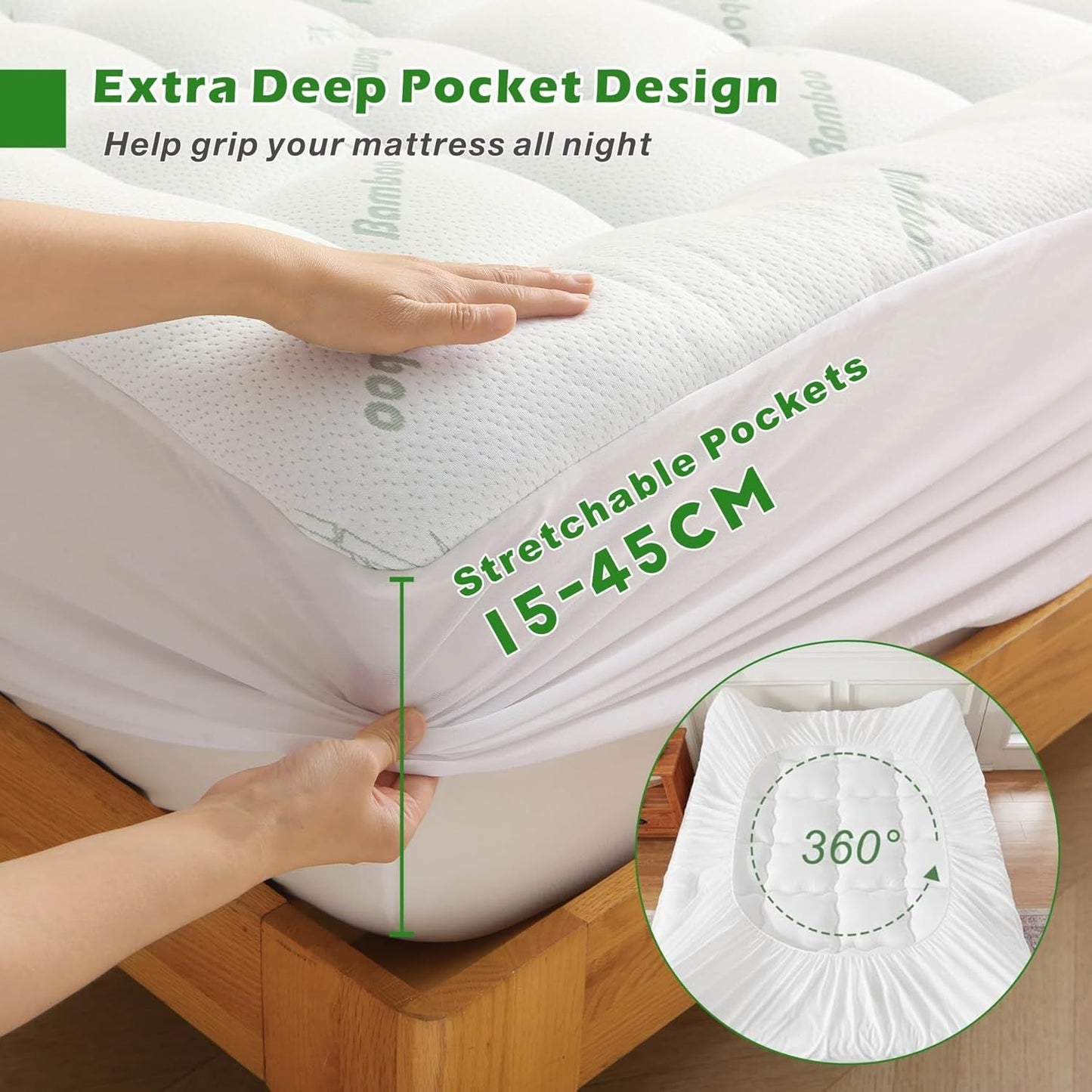 800GSM Bamboo Viscose Pillowtop Mattress Topper | Double | Lavender