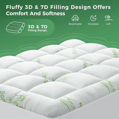 800GSM Bamboo Viscose Pillowtop Mattress Topper | Double | Lavender