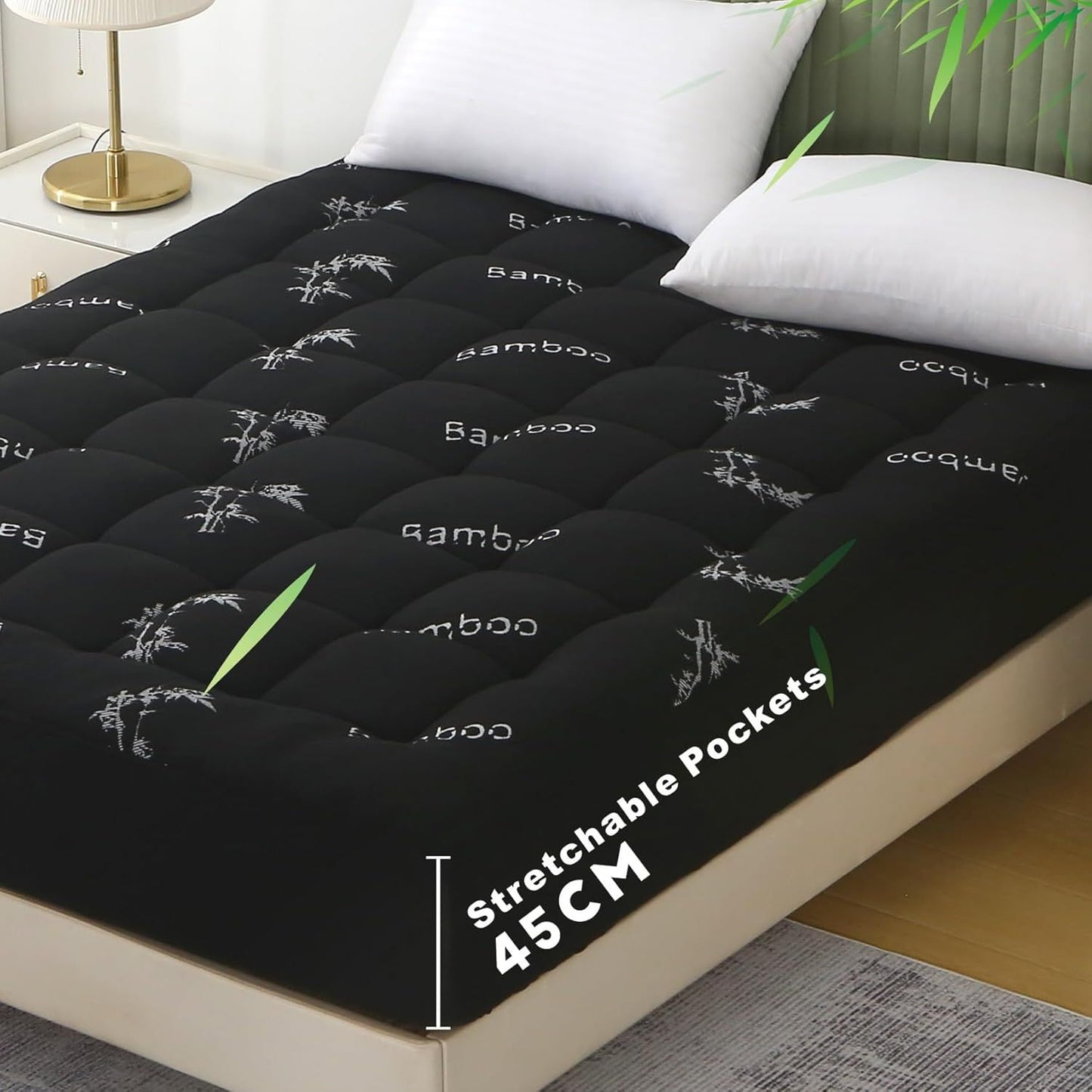 800GSM Bamboo Viscose Pillowtop Mattress Topper | King | Charcoal