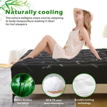 800GSM Bamboo Viscose Pillowtop Mattress Topper | King | Charcoal