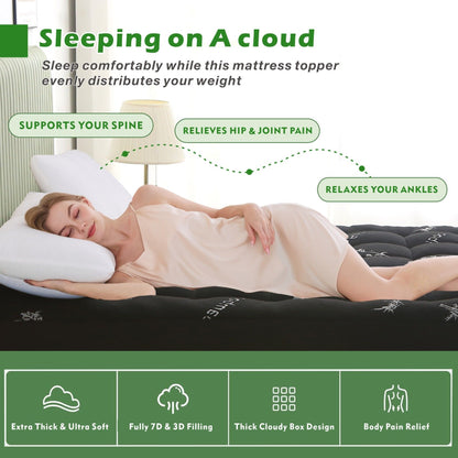800GSM Bamboo Viscose Pillowtop Mattress Topper | King | Charcoal
