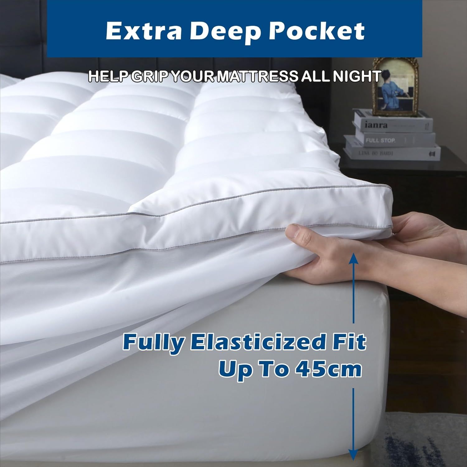 1000GSM Bamboo Viscose Pillowtop Mattress Topper | Queen | Beige