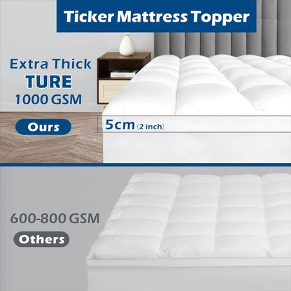 1000GSM Bamboo Viscose Pillowtop Mattress Topper | Queen | Beige