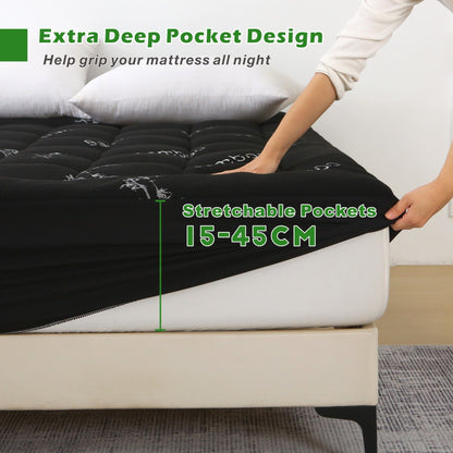 800GSM Bamboo Viscose Pillowtop Mattress Topper | Queen | Charcoal