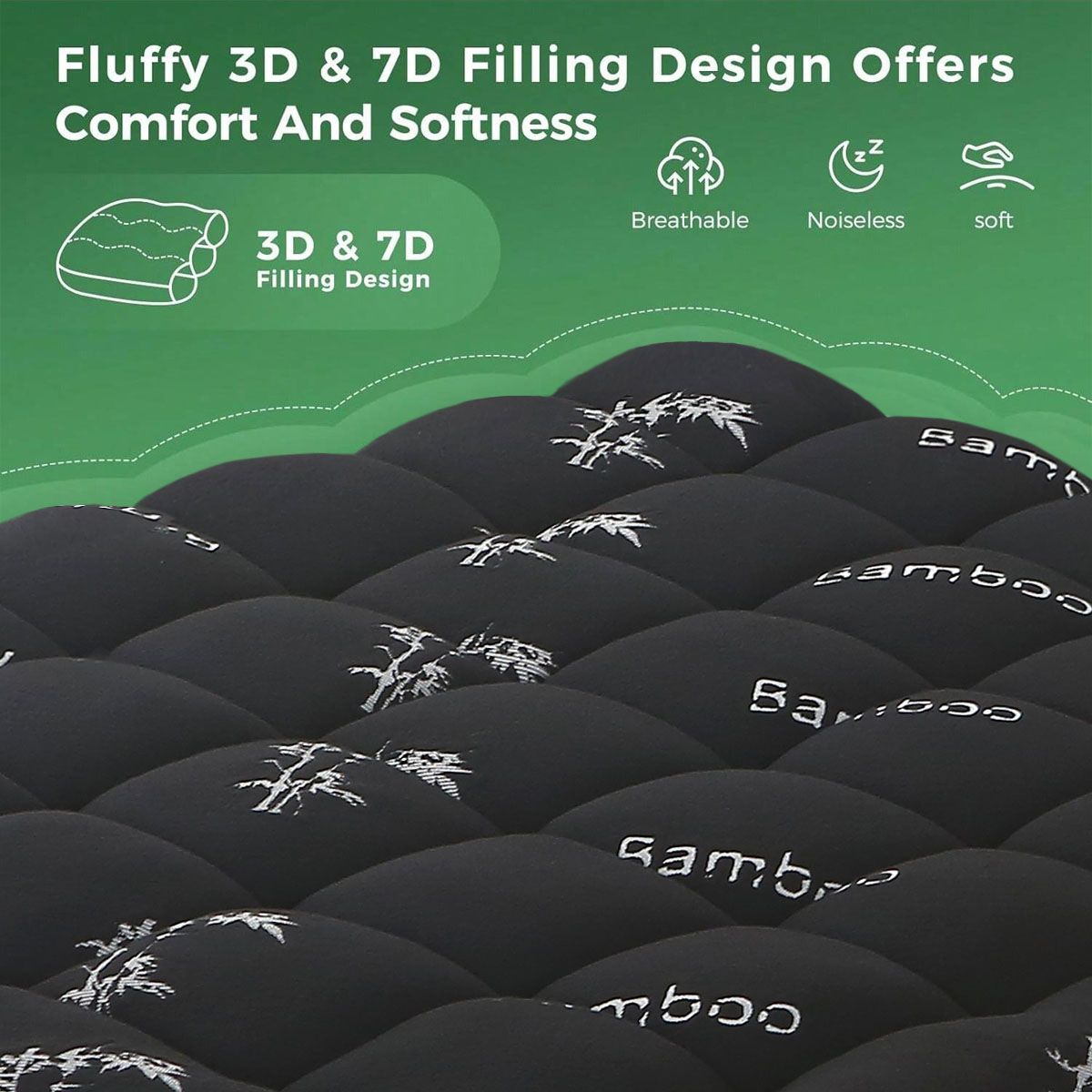 800GSM Bamboo Viscose Pillowtop Mattress Topper | Queen | Charcoal