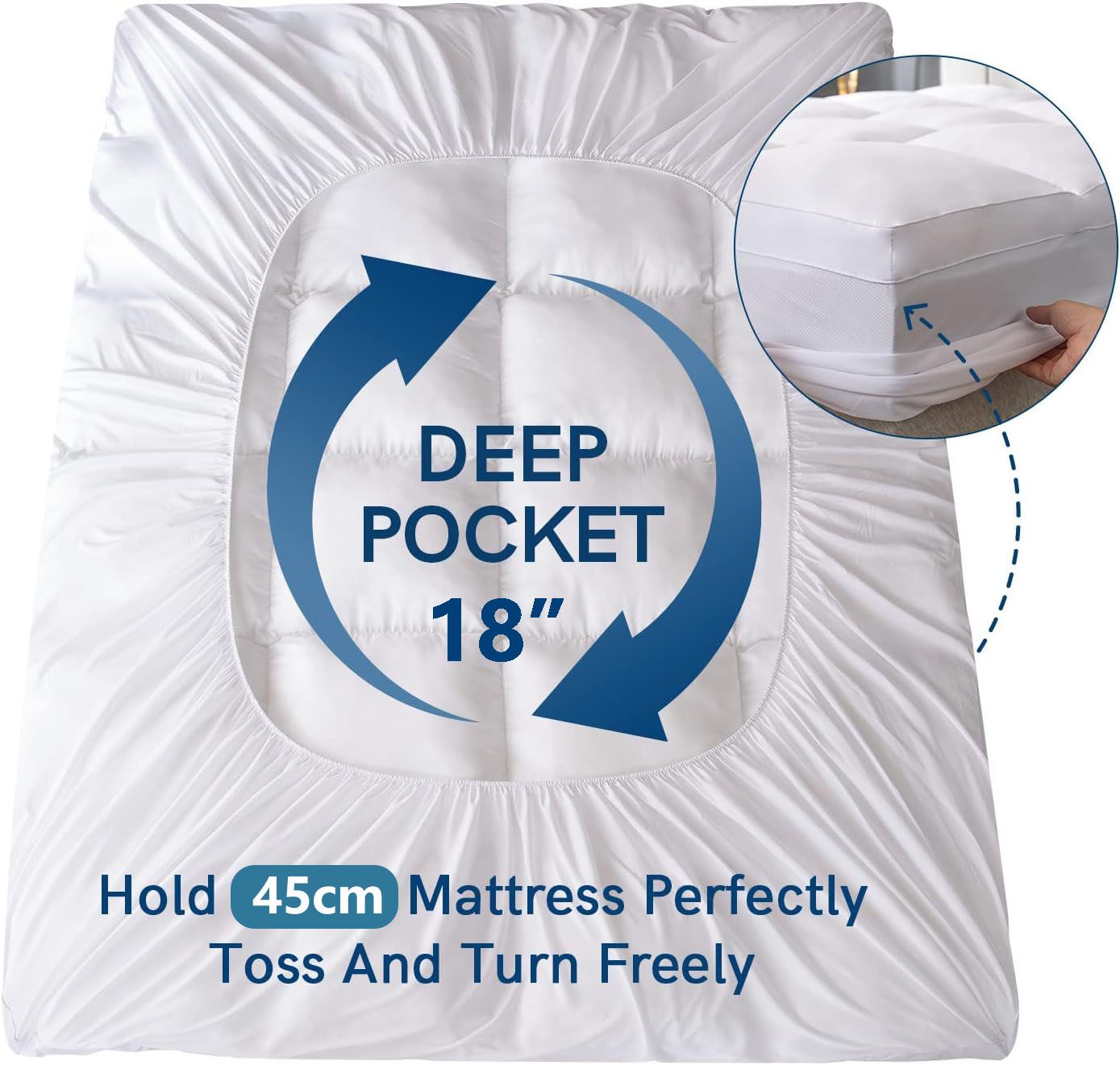 800GSM Bamboo Viscose Pillowtop Mattress Topper | Queen | Charcoal