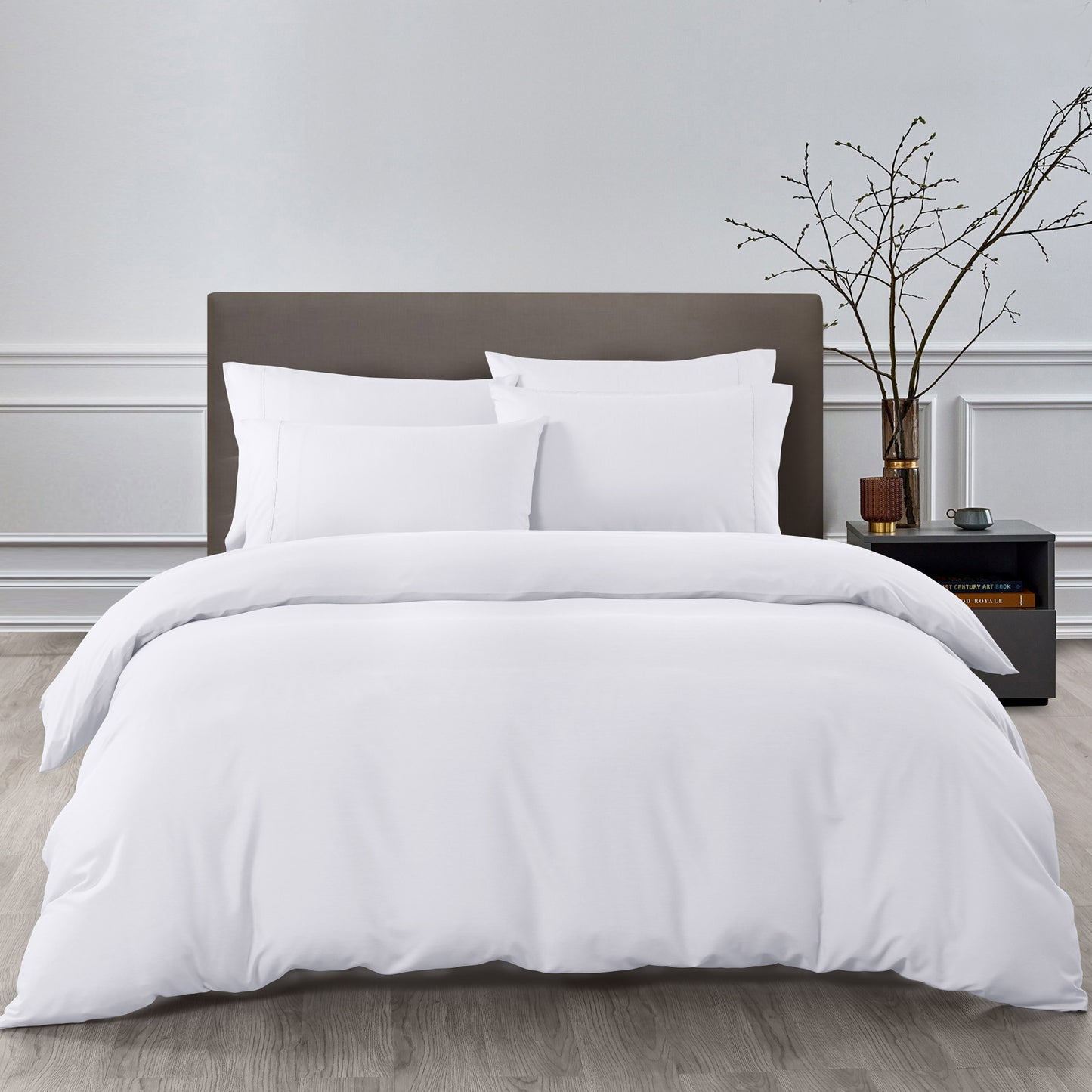 2000TC Quilt Cover Set Bamboo Cooling Hypoallergenic Breathable I King I White