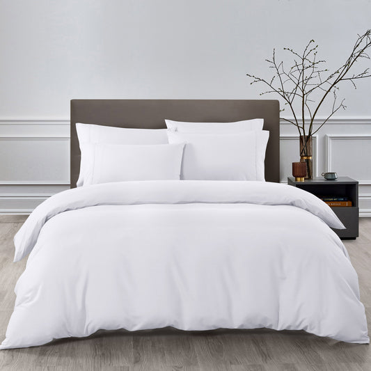 2000TC Quilt Cover Set Bamboo Cooling Hypoallergenic Breathable I King I White