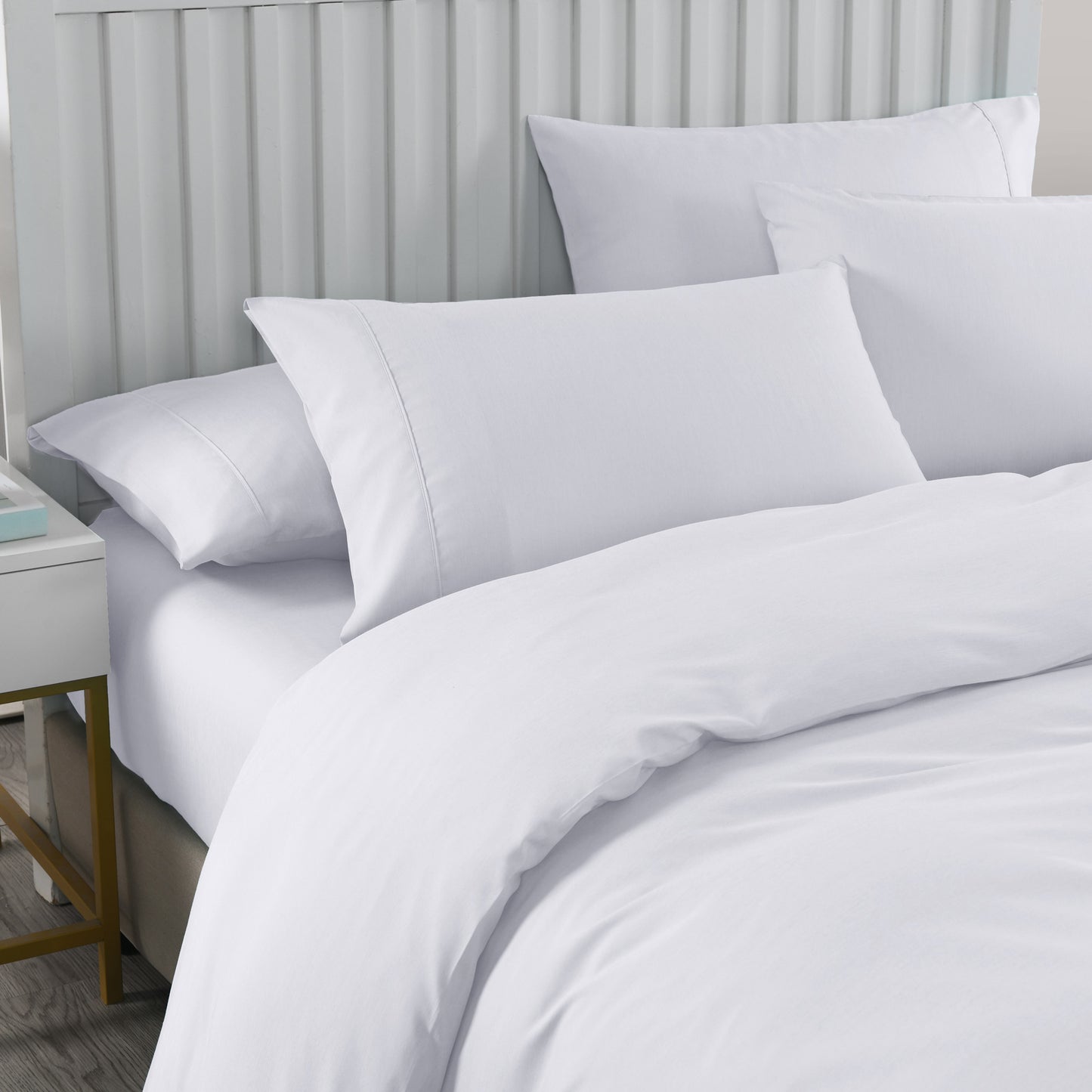 2000TC Quilt Cover Set Bamboo Cooling Hypoallergenic Breathable I King I White