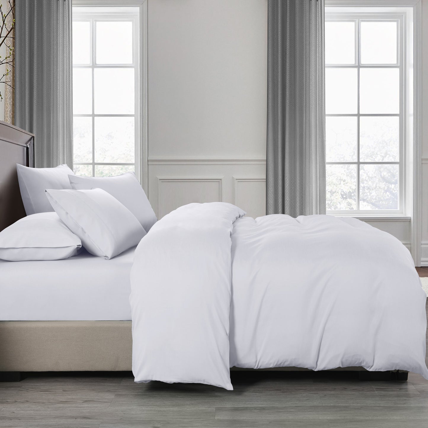 2000TC Quilt Cover Set Bamboo Cooling Hypoallergenic Breathable I King I White