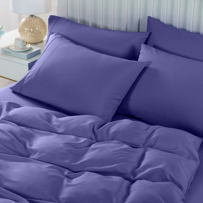 Royal Comfort 2000TC 6pc Bamboo Cooling Sheet & Quilt Cover Set | Double | Royal Blue