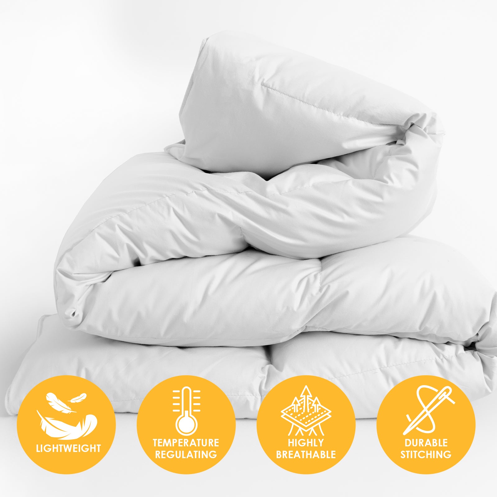 Silk Touch Quilt 360GSM All Seasons Antibacterial Hypoallergenic I Double I White