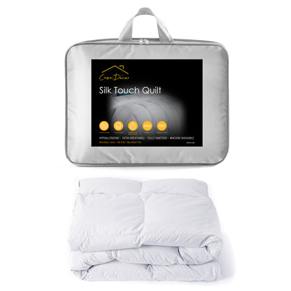 Silk Touch Quilt 360GSM All Seasons Antibacterial Hypoallergenic I Double I White