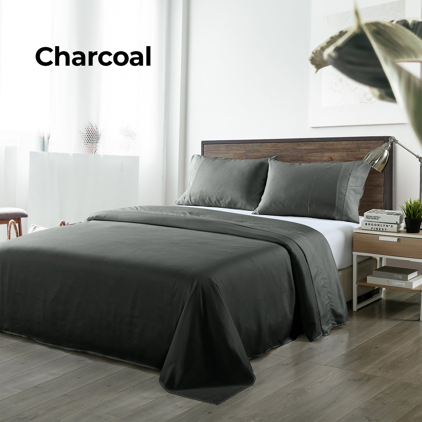 Royal Comfort 1000TC Bamboo Blend Sheet Set | King | Charcoal