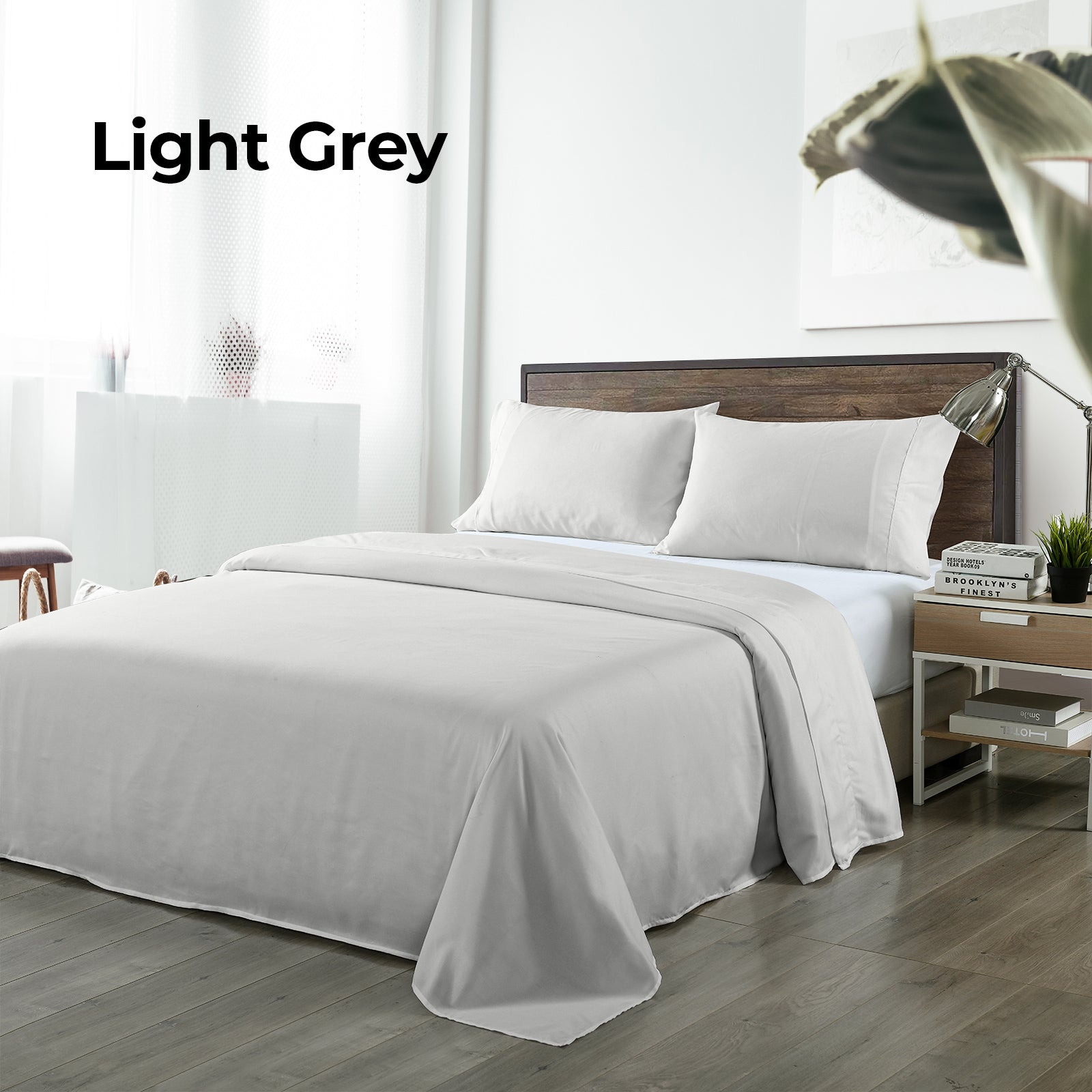Royal Comfort 1000TC Bamboo Blend Sheet Set | King | Light Grey