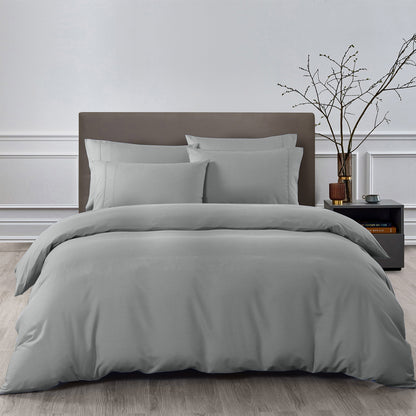 Royal Comfort 2000TC 6pc Bamboo Cooling Sheet & Quilt Cover Set | Queen | Grey
