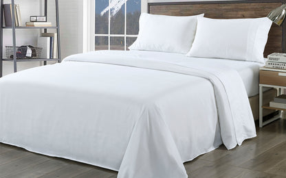 Royal Comfort 1000TC Bamboo Blend Sheet Set + 2 Bamboo Pillows | Queen | White